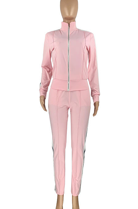 Pure Color Spliced Sport Casual Two-Pieces HR8158