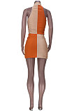 Fashion Casual Women Pit Bar Spliced Two-Pieces MDF5213