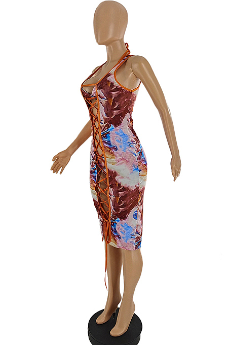 Fashion Print Bikini Bind Blouse Three-Piece Dresses SQ936