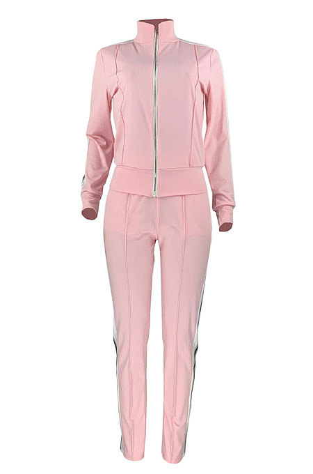 Pure Color Spliced Sport Casual Two-Pieces HR8158