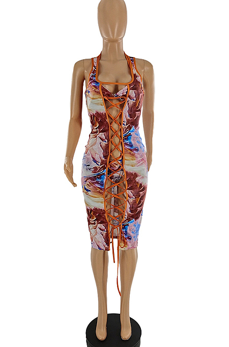 Fashion Print Bikini Bind Blouse Three-Piece Dresses SQ936