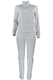Pure Color Spliced Sport Casual Two-Pieces HR8158