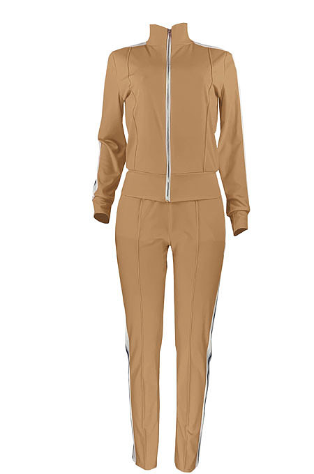 Pure Color Spliced Sport Casual Two-Pieces HR8158