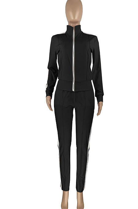 Pure Color Spliced Sport Casual Two-Pieces HR8158