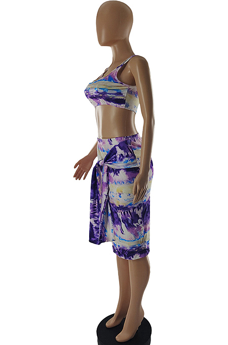 Fashion Print Bind Skirt Two-Piece SQ937