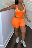 Fashion Casual Prue Color Vest Shorts Two-Piece WY6691
