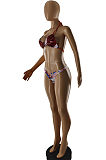 Fashion Print Bikini Bind Blouse Three-Piece Dresses SQ936