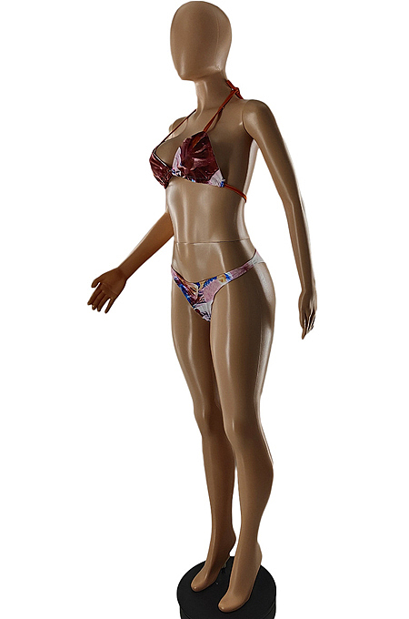 Fashion Print Bikini Bind Blouse Three-Piece Dresses SQ936