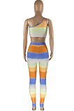 Fashion Women Colorful Gradient Color Positioning Printing Two-Pieces HR8159