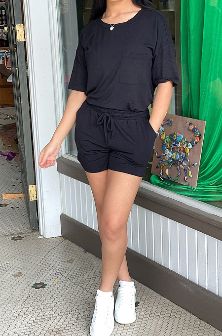 Casual The Home High Elastic Short Slevee Shorts Two-Piece YYZ530