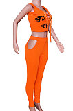 Euramerican Trendy Women Sexy Lovely Hollow Out Bind Letter Printing Pants Sets HAA9018
