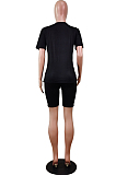 Fashion Casual Sport Print Round Neck Short Slevee Shorts Two-Piece WY6690
