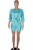 Fashion Casual Bowknot Midriff Two-Piece QQ5102