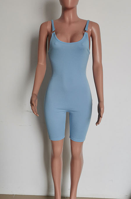 High Waist Narrow Foot Cultivate One's Morality Pit Bar Sexy Sleeveless Slip Romper Shorts HM5435