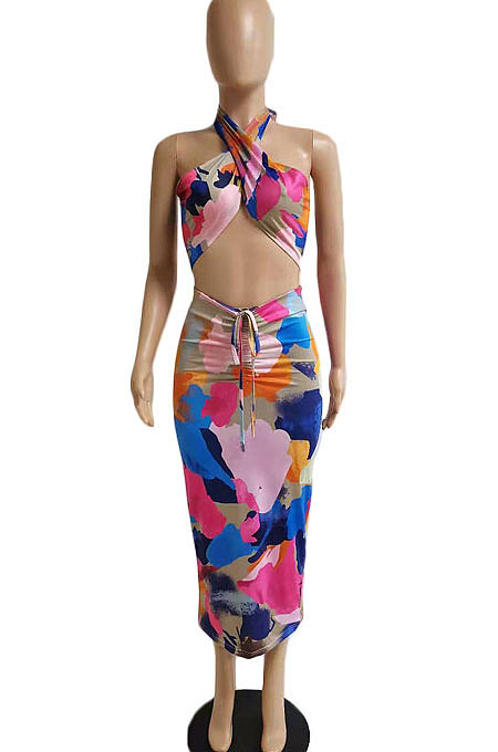 Euramerican Sexy Skirts Printing One-Step Skirt Sets DY6642