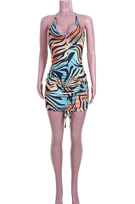 Slip Dress Printing Mid Waist  Mini Dress JZH8031