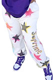 Euramerican Trendy Printing Elastic Mid Waist Loose Casual Puants TZ1179