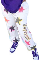 Euramerican Trendy Printing Elastic Mid Waist Loose Casual Puants TZ1179