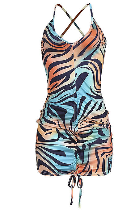 Slip Dress Printing Mid Waist  Mini Dress JZH8031