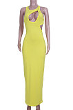 Yellow Sexy Hollow Out Long Dress JZH8032