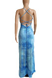 Spring Summer Fashion Sexy Sleeveless Tie Dye Knotted Strap Long Dress DY6643