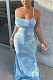 Spring Summer Fashion Sexy Sleeveless Tie Dye Knotted Strap Long Dress DY6643