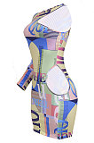 Euramerican Printing Dress Sexy Letter Hollow Out  Mini Dress JZH8035