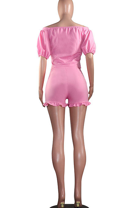 One Shoulder Falbala Casual Two-Pieces MF5167