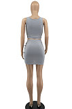 Summer Sexy Sandy Beach Sleeveless Short Skirt Knotted Strap Skirts Sets YYF8164