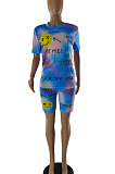 Tie Dye Printing Positioning Wording Trust Smiling Face Simplee Shorts Sets SQ940