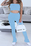Trendy Casual Sexy Pure Color Bandeau Bra Trouser Leg Side Open Fork Cultivate One's Morality  Pants Sets SM9155