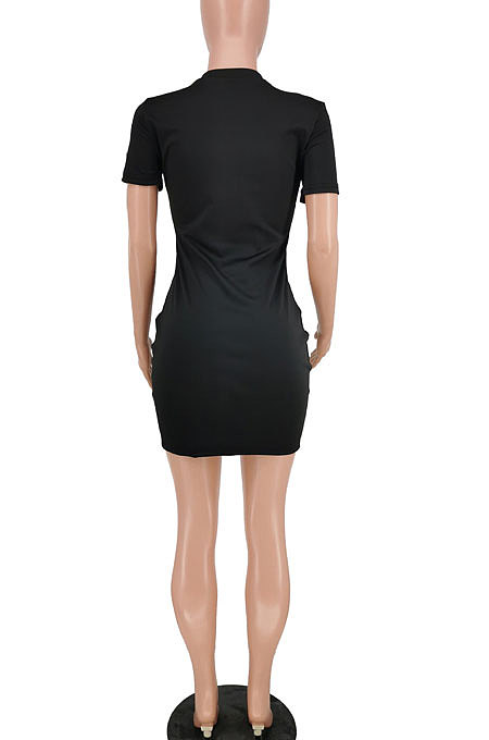 Trendy Casual Offset Printing Mouth Graphic Mini Dress PU6056
