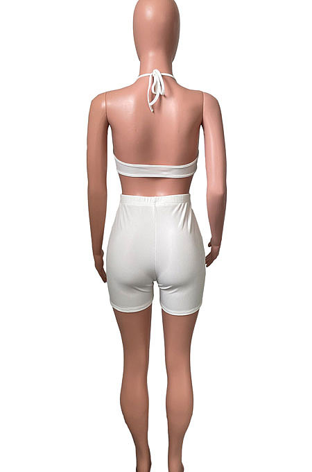 Bind Rib Sport Pure Color Casual Shorts Sets NK219