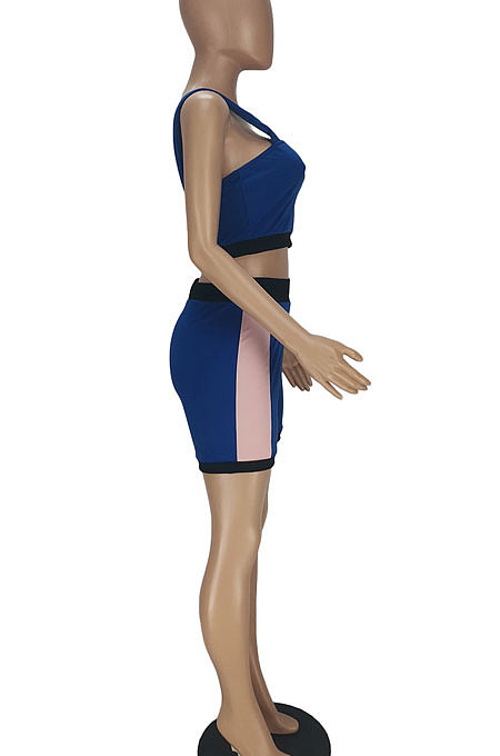 Slip Spliced Casual Small Vest Shorts Sets QMQ7022