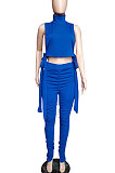 Pure Color Shirred Detail Open Fork Micro Flared Trousers Sport Casual Pants Sets WXY8831