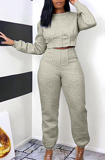Ruffle Casual Pure Color Pants Sets QMQ7005