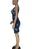 Euramerican Women Sleeveless Printing Mini Dress QMQ7025