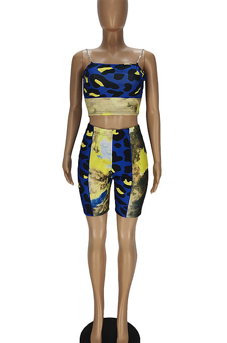 Euramerican Fashion Casual Printing Slip Top Shorts Sets QMQ7027