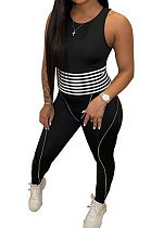 Euramerican Women Casual Printing Sleeveless Bodcon Jumpsuits QMQ8832