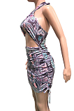 Sexy Print Fashion Colorful Bind Mini Dress BN9264