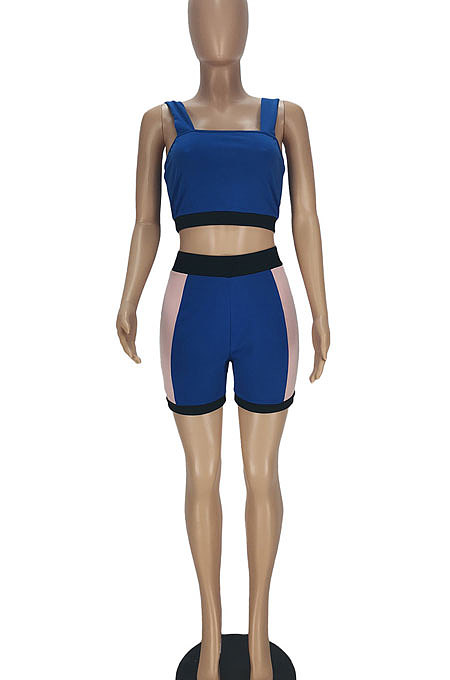 Slip Spliced Casual Small Vest Shorts Sets QMQ7022