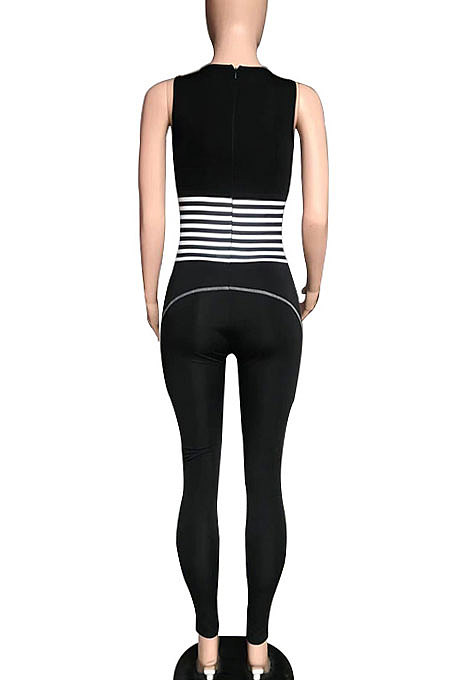 Euramerican Women Casual Printing Sleeveless Bodcon Jumpsuits QMQ8832