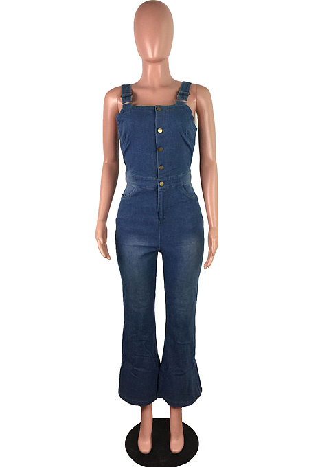 Fashion Personality Spray White Sexy Sling One-Piece Denim Pants JLX6884