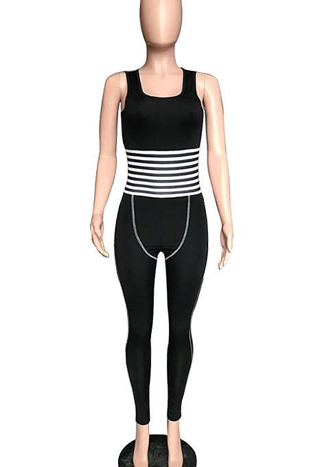 Euramerican Women Casual Printing Sleeveless Bodcon Jumpsuits QMQ8832