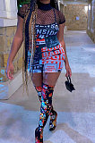Sexy Grid Spliced Printing Mini Dress QMQ7018