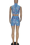 Summer Printing Women Personality Hollow Out Shorts Sets QMQ7021