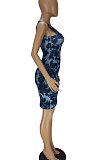 Euramerican Women Sleeveless Printing Mini Dress QMQ7025