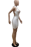 Fashion Sexy V Neck Net Yarn Joining Together Backless Package Buttocks Dress BM7148