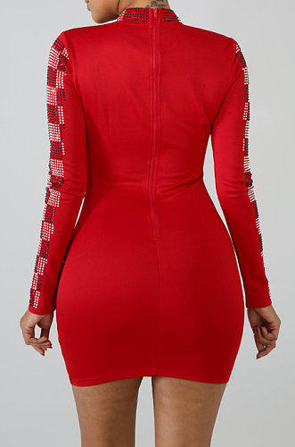 Hot Drilling Cultivate One's Morality Long Sleeve Mini Dress CCY8072