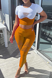 Hole Fashion Joining Together Casual Two-Piece SDE2104